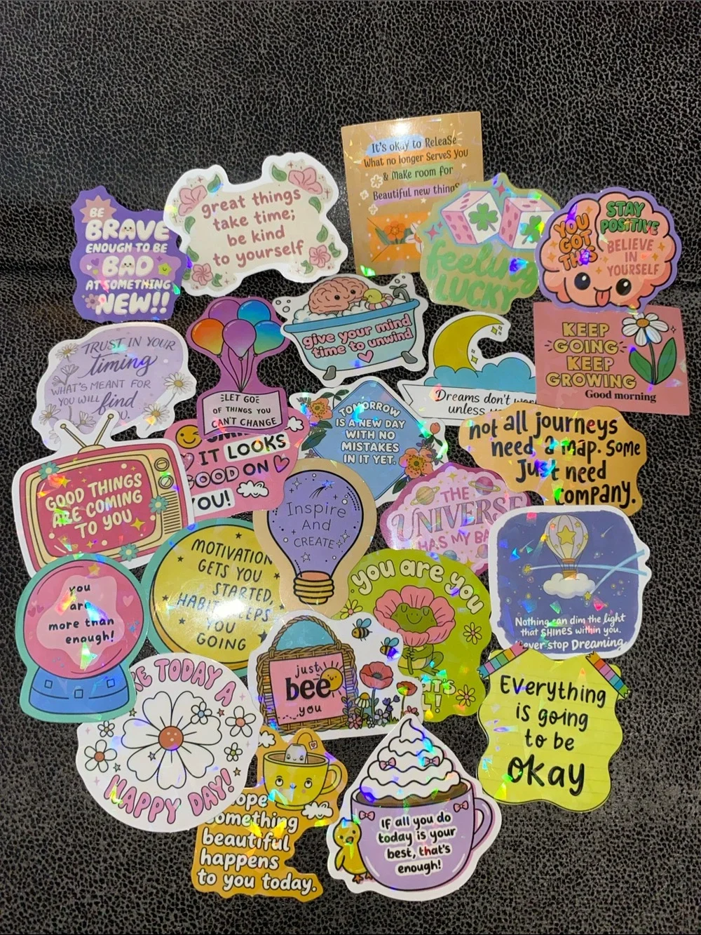 🖤 25 Inspirational Sticker Pack — Assorted Colorful Motivational Designs